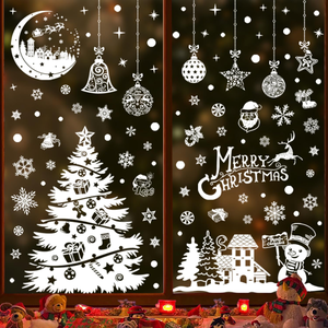 Set di 9 adesivi riutilizzabili per finestre natalizie, statici in PVC bifacciale, fiocchi di neve, decorazioni natalizie bianche per finestre con ar | Leroy Merlin
