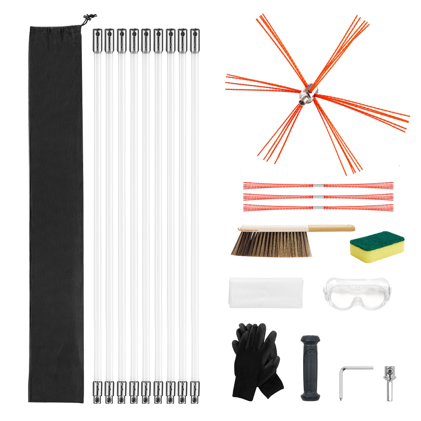 Kit ramonage SucceBuy 9 m avec brosse extensible, poils rechange, tiges ...