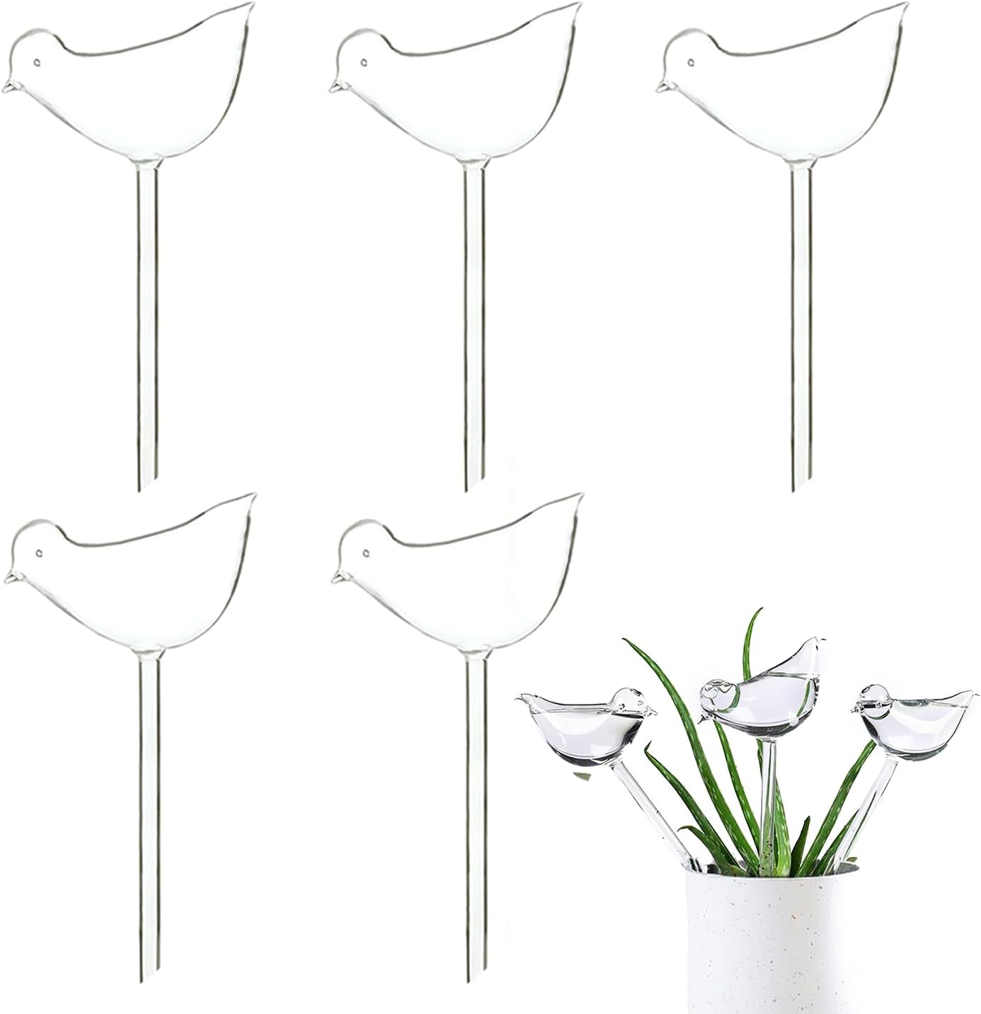 Piquets D'arrosage Oiseaux En Céramique - 4 Pièces, Capacité 110 Ml - Arrosage Automatique Plantes, Jardin