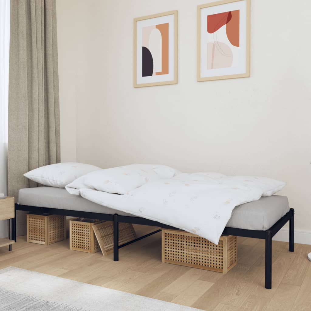 Cadre De Lit M Tal Sans Matelas Noir X Cm Vidaxl Leroy Merlin