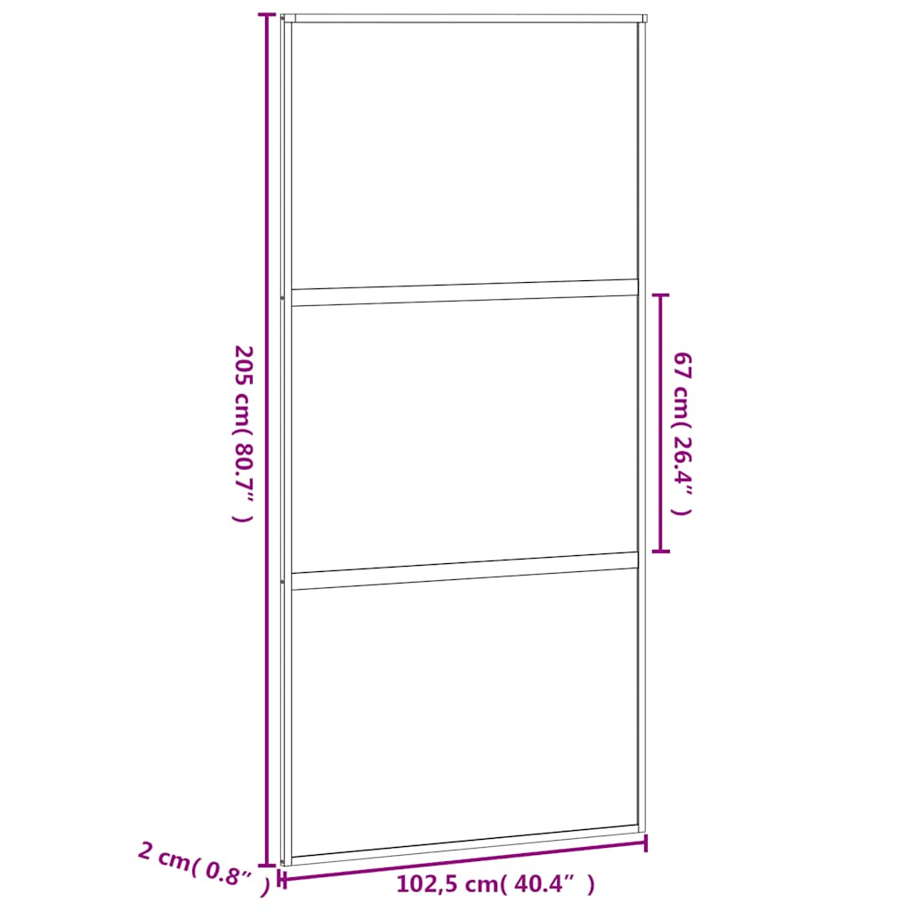 Puerta corredera vidrio templado y aluminio negra 102,5x205 cm vidaXL - 3