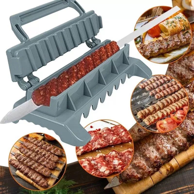 Prensa Para Kebabs Portátil | Para Barbacoa Y Picnic | Moldes De Brochetas Reutilizables