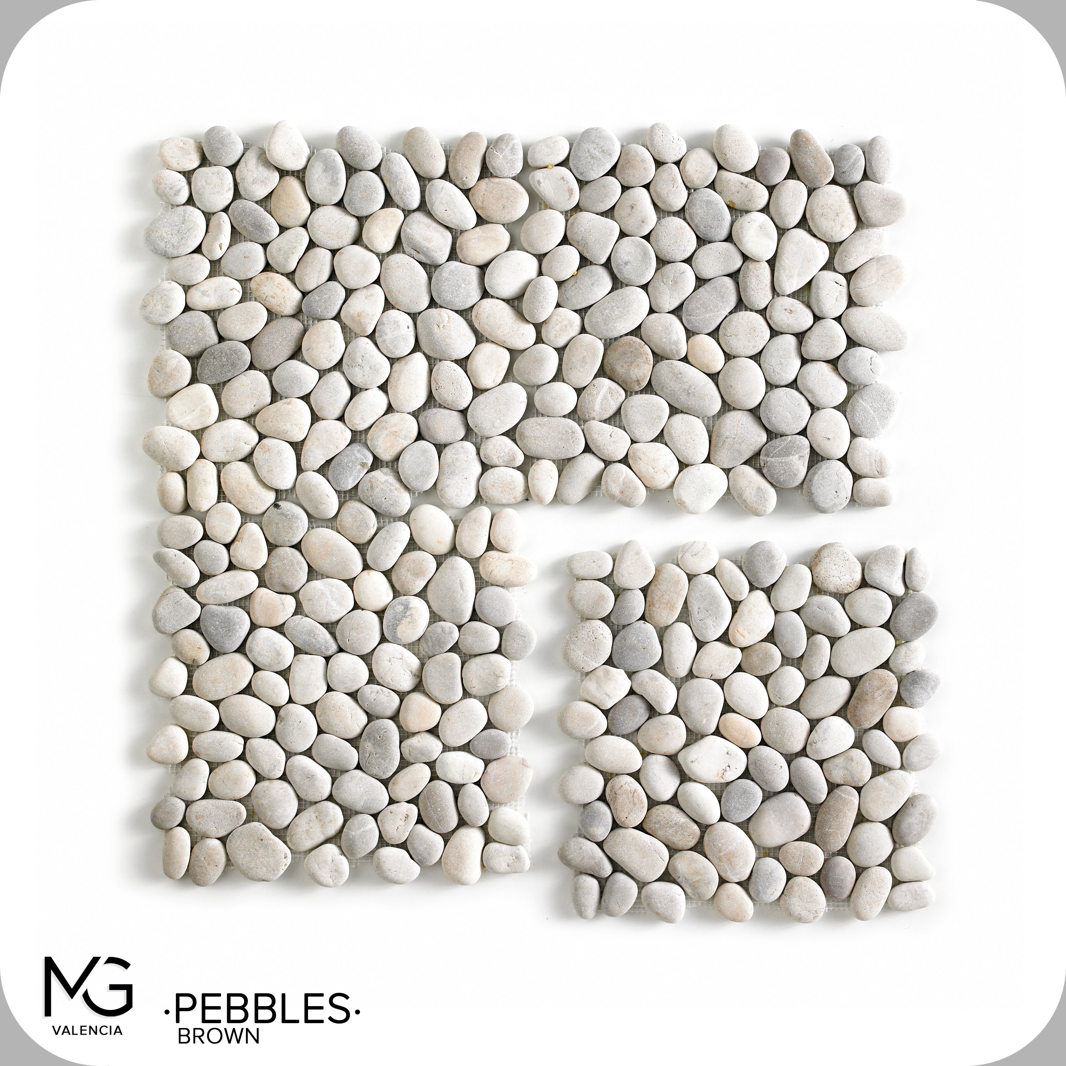 Mosaïque de galets de mer naturels 30x30cm | PEBBLES BROWN | (Boîte de 11 mailles = 1m2) - 3