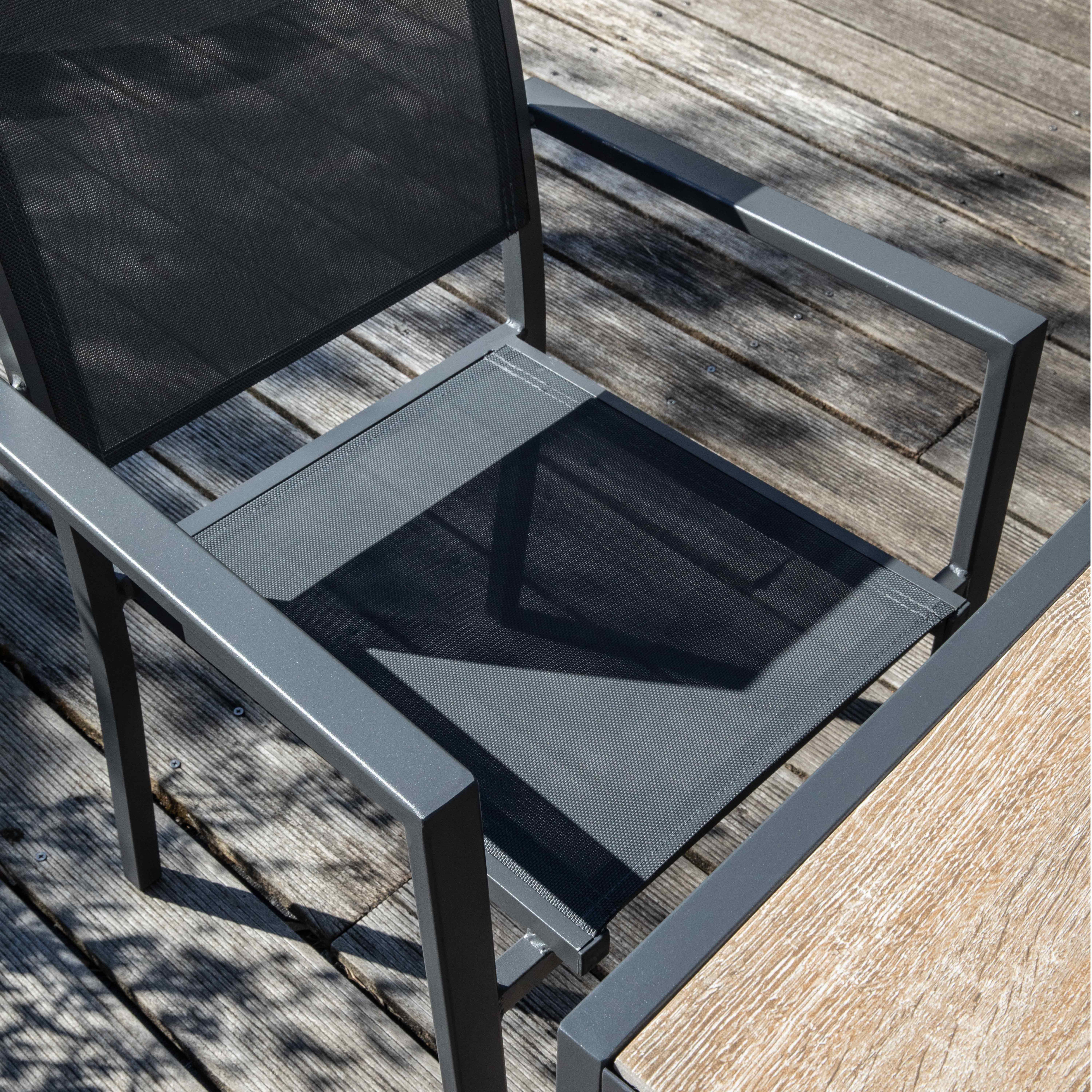Fauteuil de jardin aluminium et textilène gris - 3