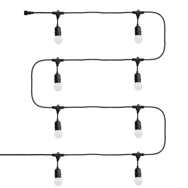Kit Guirlande Waterproof 5.5m Noire + 8 Ampoules LED E27 G45 3W de Couleurs Blanc