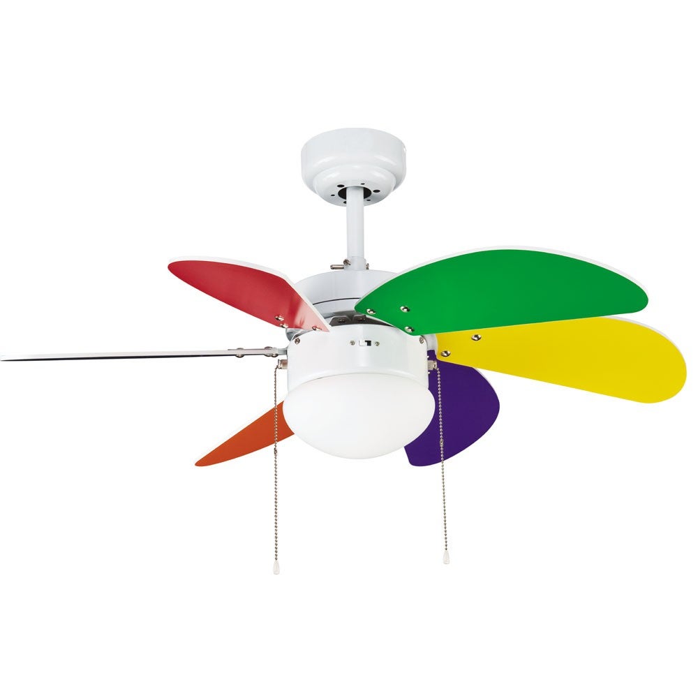 Wentylator sufitowy z oświetleniem E27 Wonderlamp Basic multikolor 76 cm funkcja lato/zima Lamparas Online