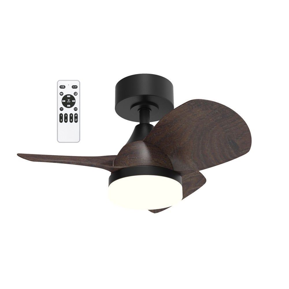 Ventilator de tavan cu lumină motor silențios DC cu telecomandă Wonderlamp Borse Negru+roble 60 cm culoare lumină reglabil