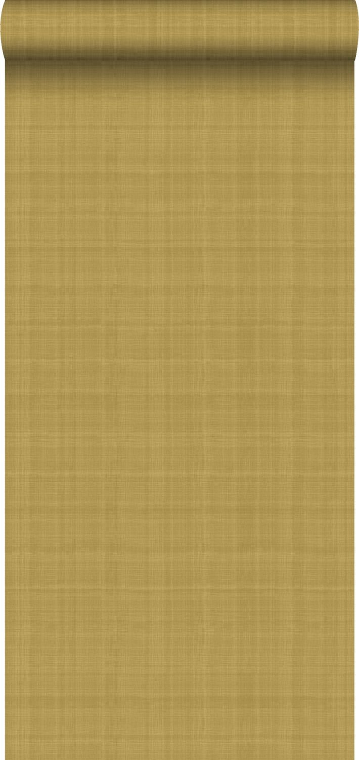 Tapeta lniana tekstura ochry żółtej - 53 cm x 10.05 m - ESTAHOME