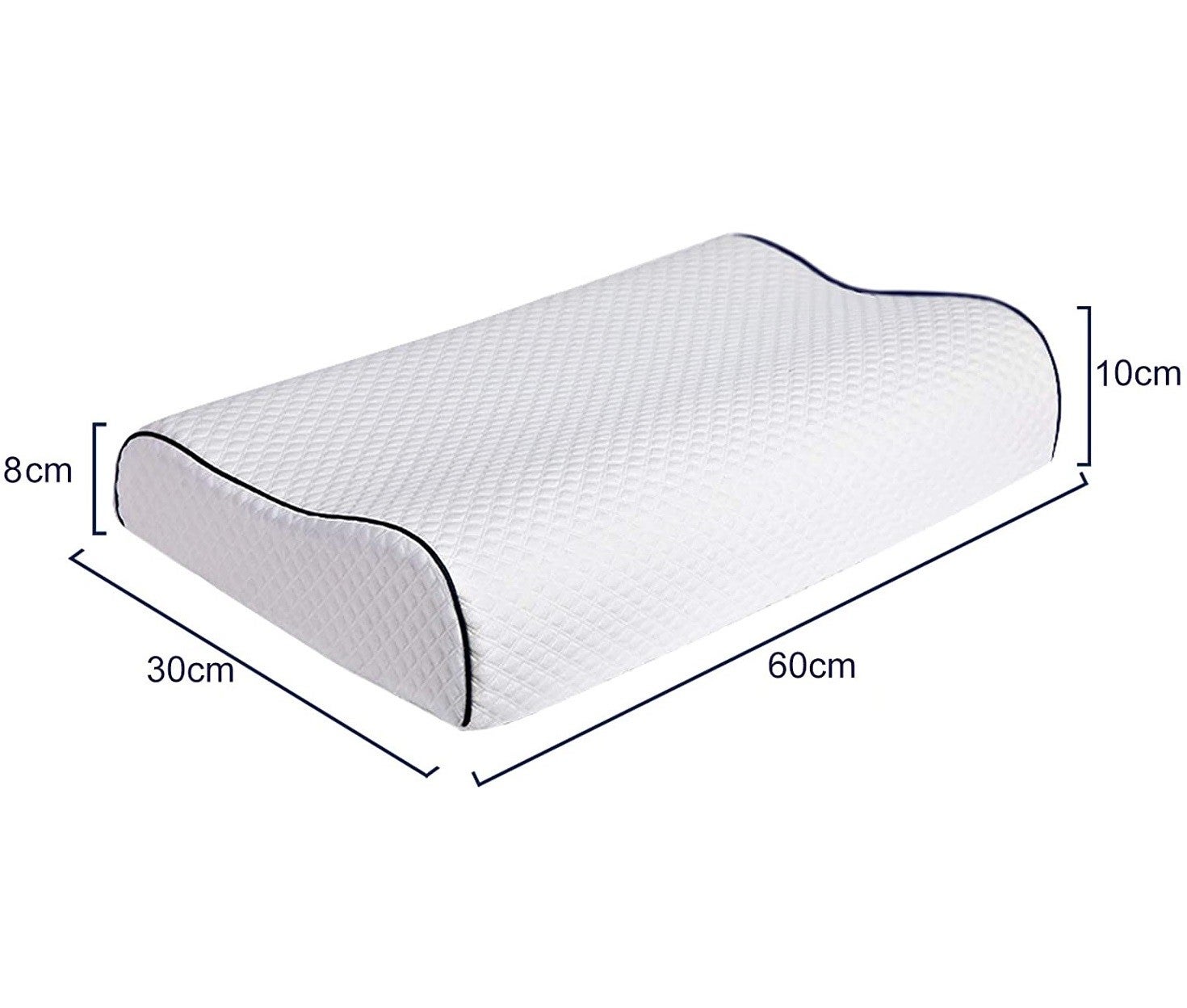 Almohada viscoelástica cervical memory foam contorno ergonómico 60x30x10cm - 7