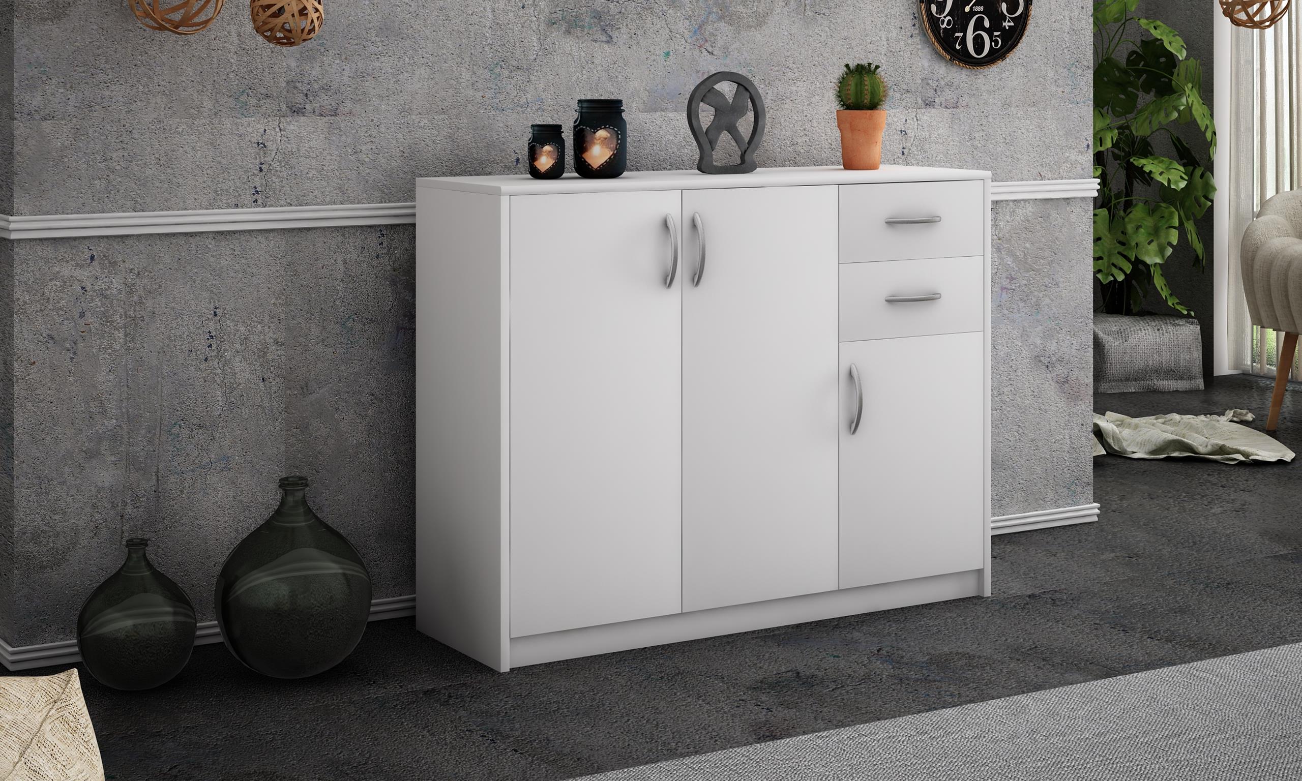 Komoda szafka 3D2S BIAŁA 110cm szuflady regał - 4