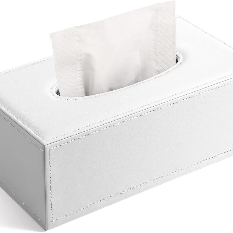 Nowoczesne pudełko na chusteczki z czystej białej skóry
