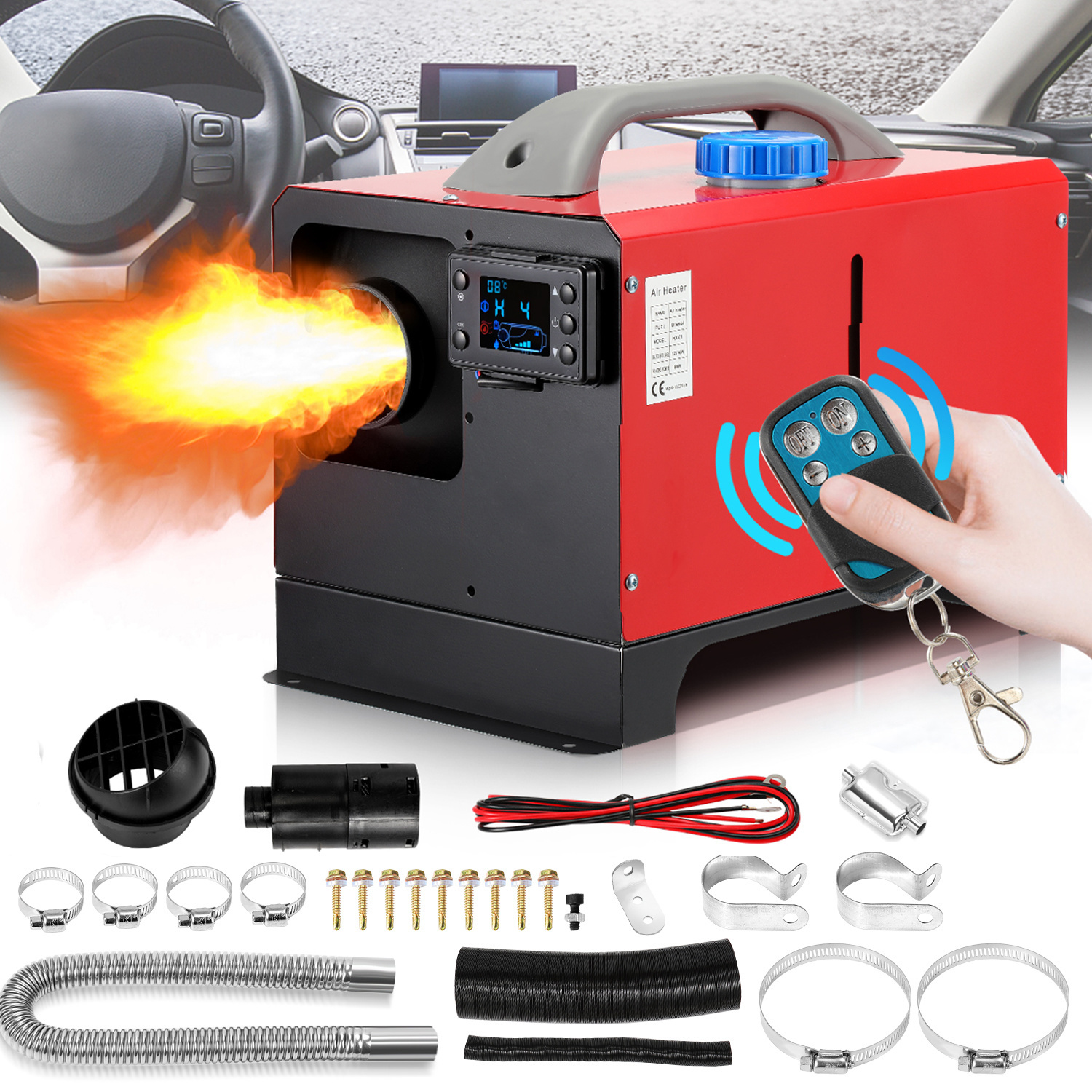 Riscaldatore ad Aria Diesel 12V 8KW, Stufa Diesel per Auto, Camion, Camper e Bus con Telecomando e Interruttore LCD (8KW orizzontale) | Leroy Merlin