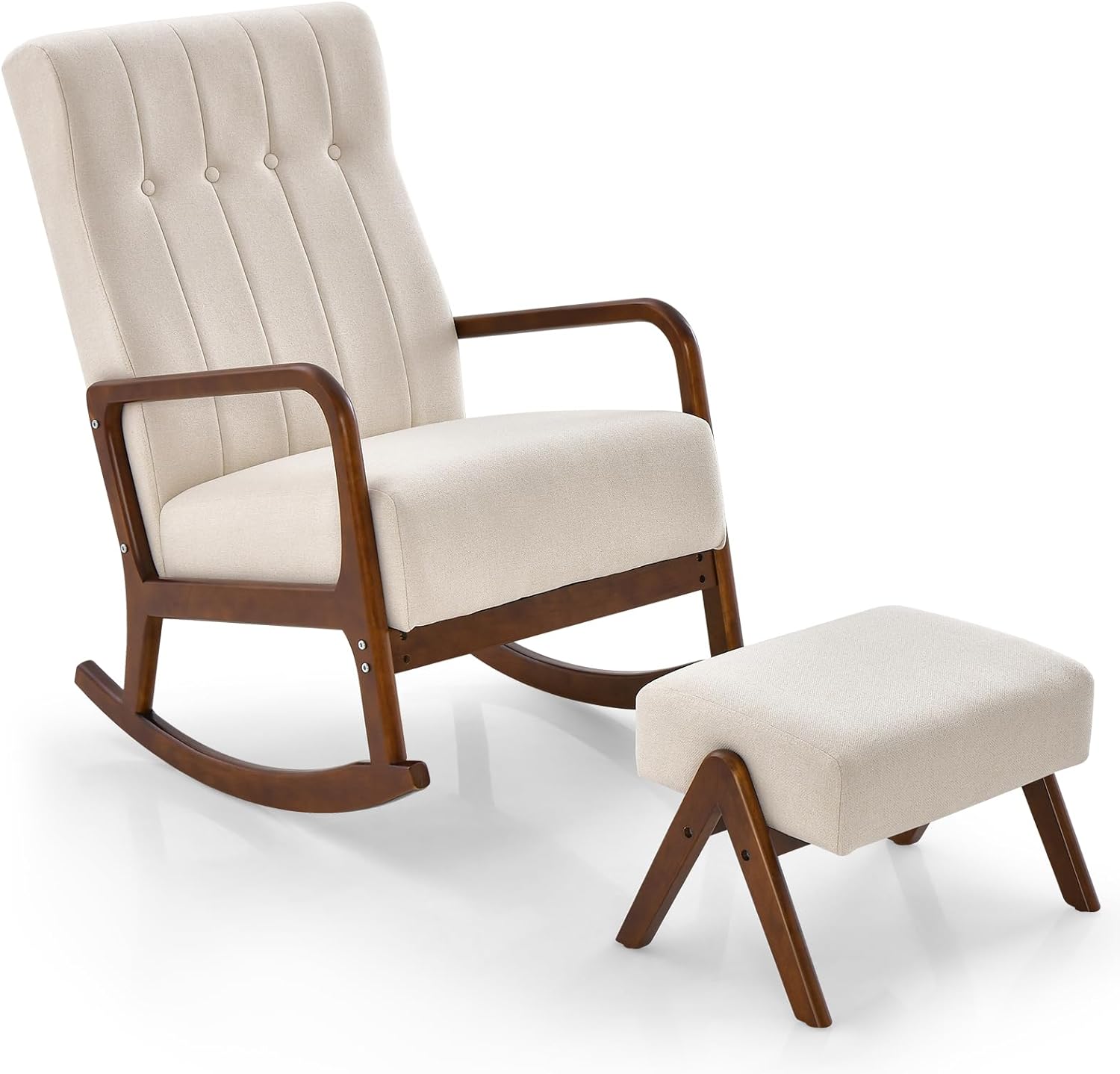 COSTWAY Fauteuil à bascule avec tabouret, fauteuil à bascule, rembourré, fauteuil à COSTWAY Fauteuil à bascule avec tabouret, fauteuil à bascule, rembourré, fauteuil à