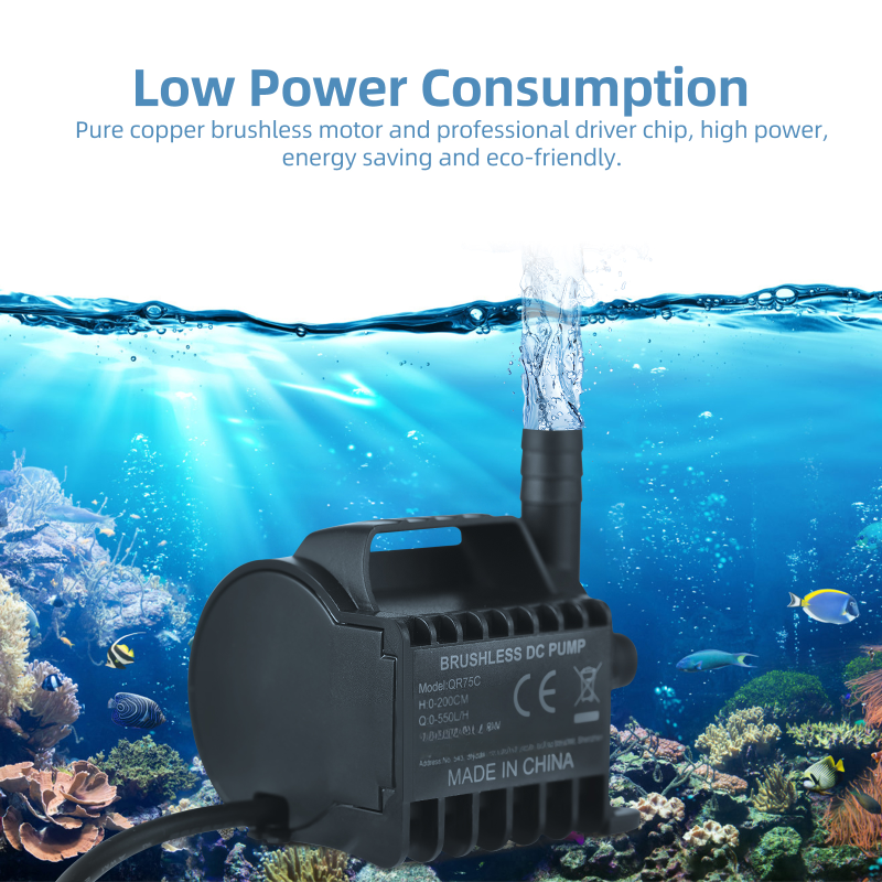 Mini pompe à eau 12V, débit de 550 L/h, hauteur de 2 mètres, interface CC，Pour aquariums, bassins et aquariums - 8