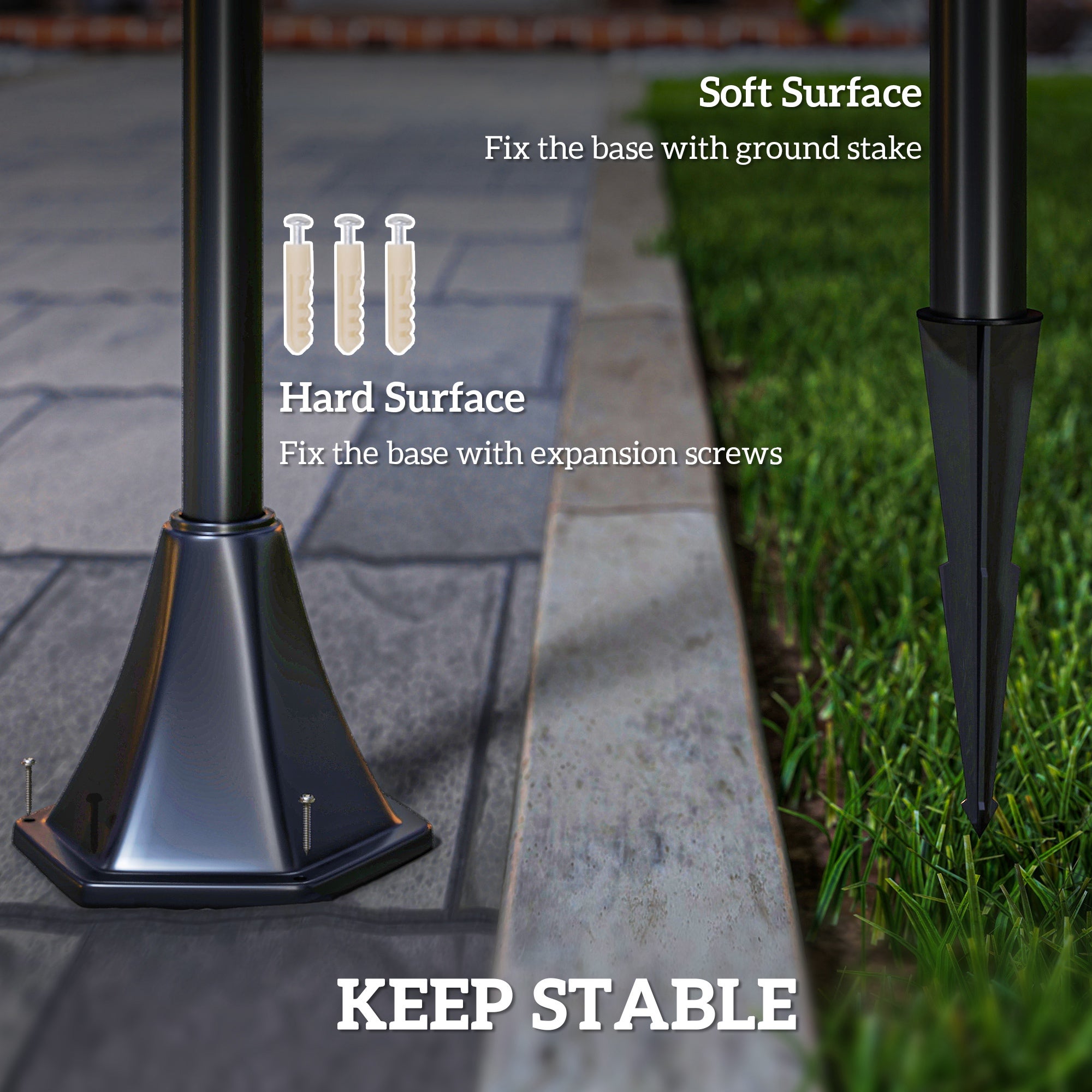 Lampadaire extérieur solaire plastique noir OUTSUNNY - 8