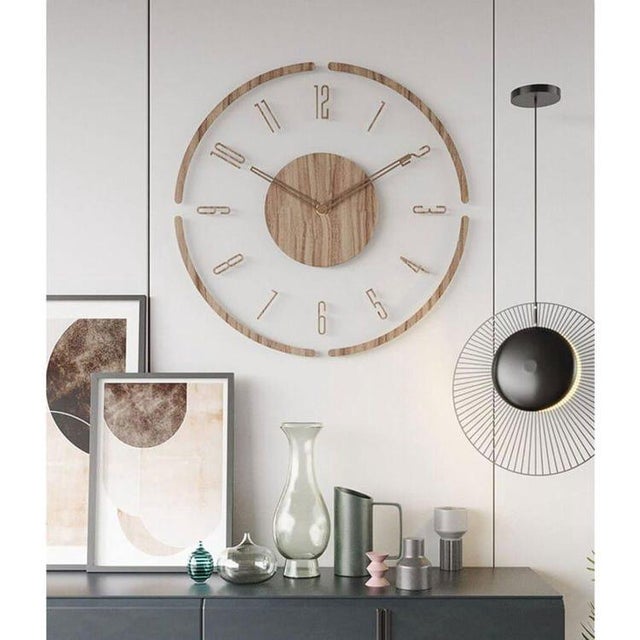 Horloge murale de style décoratif rétro, décoration de maison en bois, horloge murale ronde, design creux, horloge d'art moderne, diamètre 30 cm