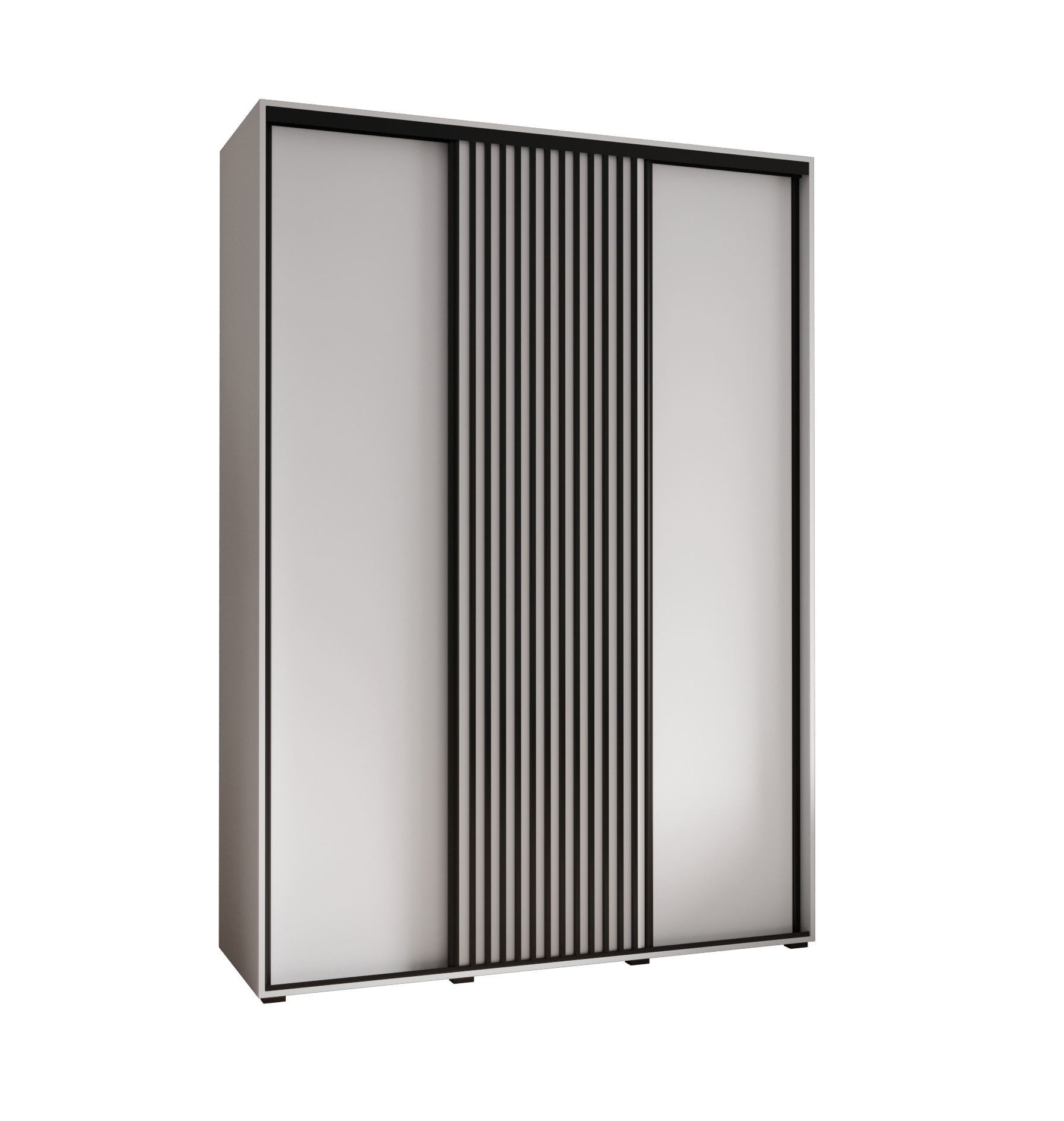 Szafa przesuwna wysoka Lanko 1 180 x 60 x 235,2 cm biały + biały + lamele czarny - Abiks Meble