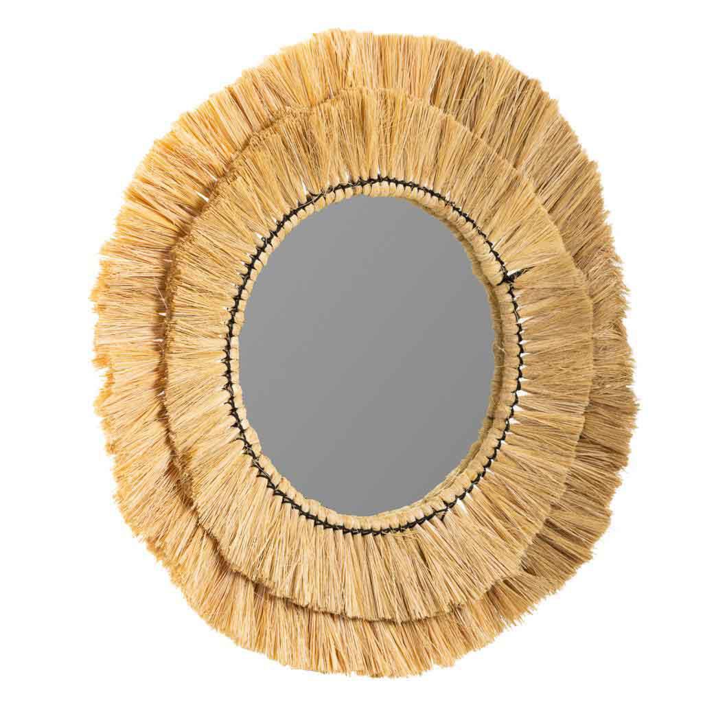 Miroir rond en fibre naturelle marron 57x57x6h - 5