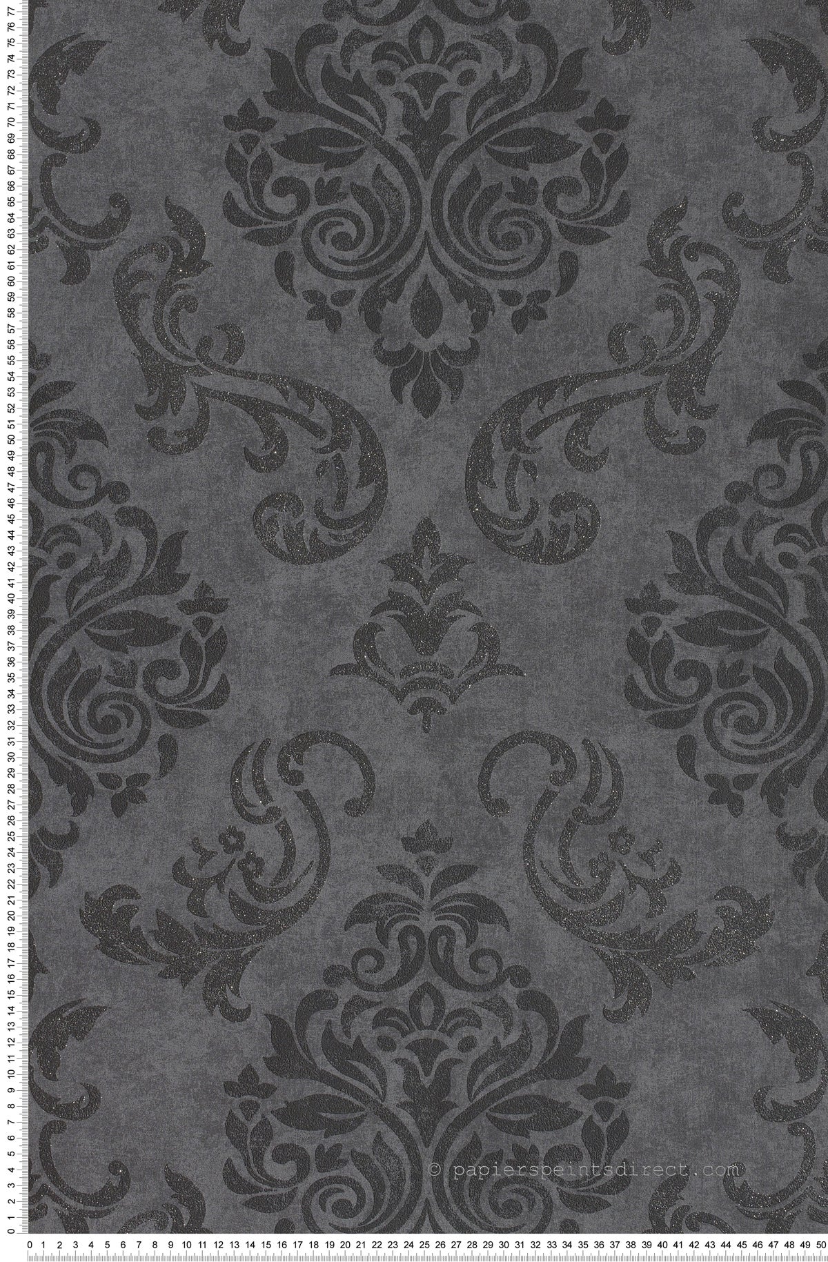 Tapeta druk barokowy czarnym,srebrnymIszarym - 53 cm x 10.05 m - LIVINGWALLS