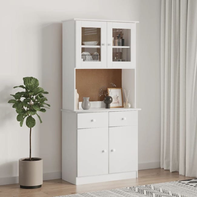 Pin Option Html Buffet blanc en bois massif de pin, 77 × 35 × 165 cm | Leroy Merlin