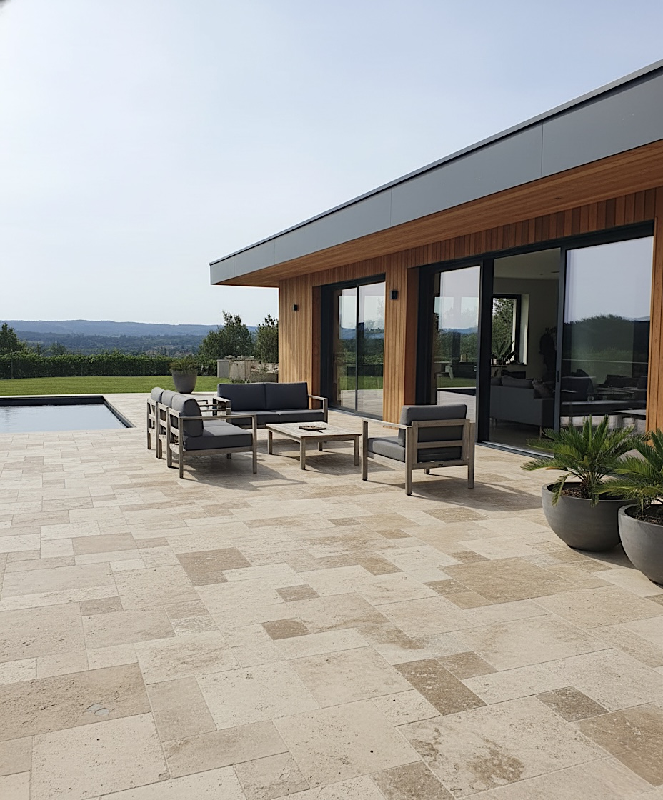 TRAVERTIN RUSTIC (2nd Choix) , pierre naturelle, Opus 4 formats EP 1,2cm intérieur/exterieure (carton de 0,74m2) - PATTOM LIVRAISON CHARIOT EMBARQUÉ - 7