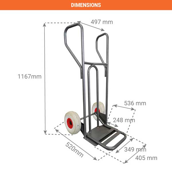 Diable - Pelle fixe 238x405mm - charge 250kg - Roues increvables non tachantes silenc. - DVPF2-RINC-BR - 2
