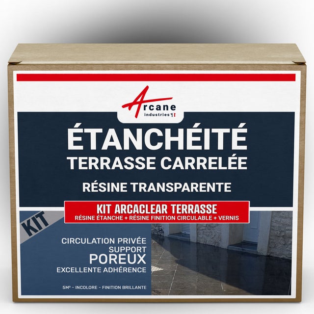 Résine d'étanchéité - réparation terrasse - 5 m², circulation privée, support poreux Finition Brillante - ARCANE INDUSTRIES