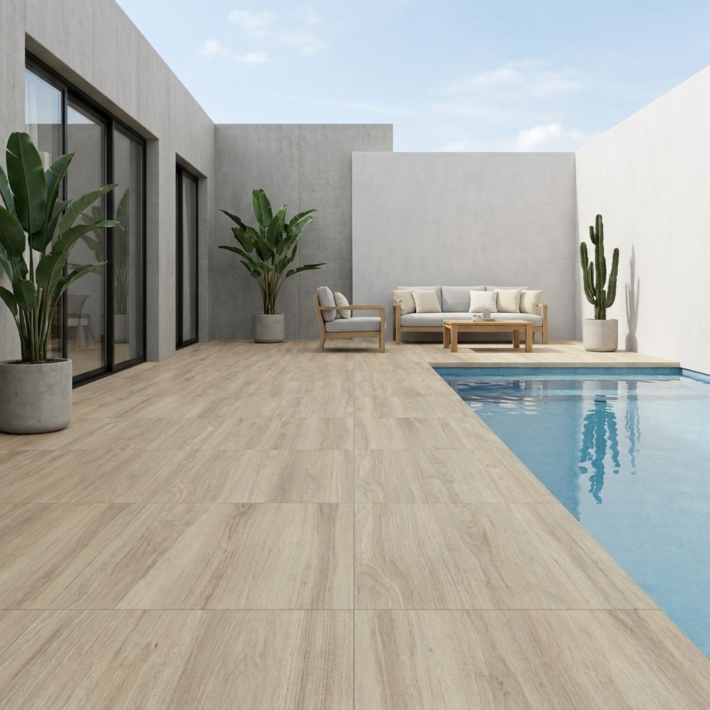 Dalle extérieur sur plots effet bois Sumatra naturel R11 60*60 cm - Réflex Boutique - 5