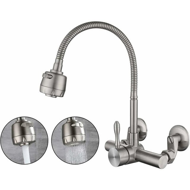 Bateria ścienna do kuchni ze stali nierdzewnej 304 – obrót 360°, montaż 6,3-24 cm, trwały i higieniczny kran