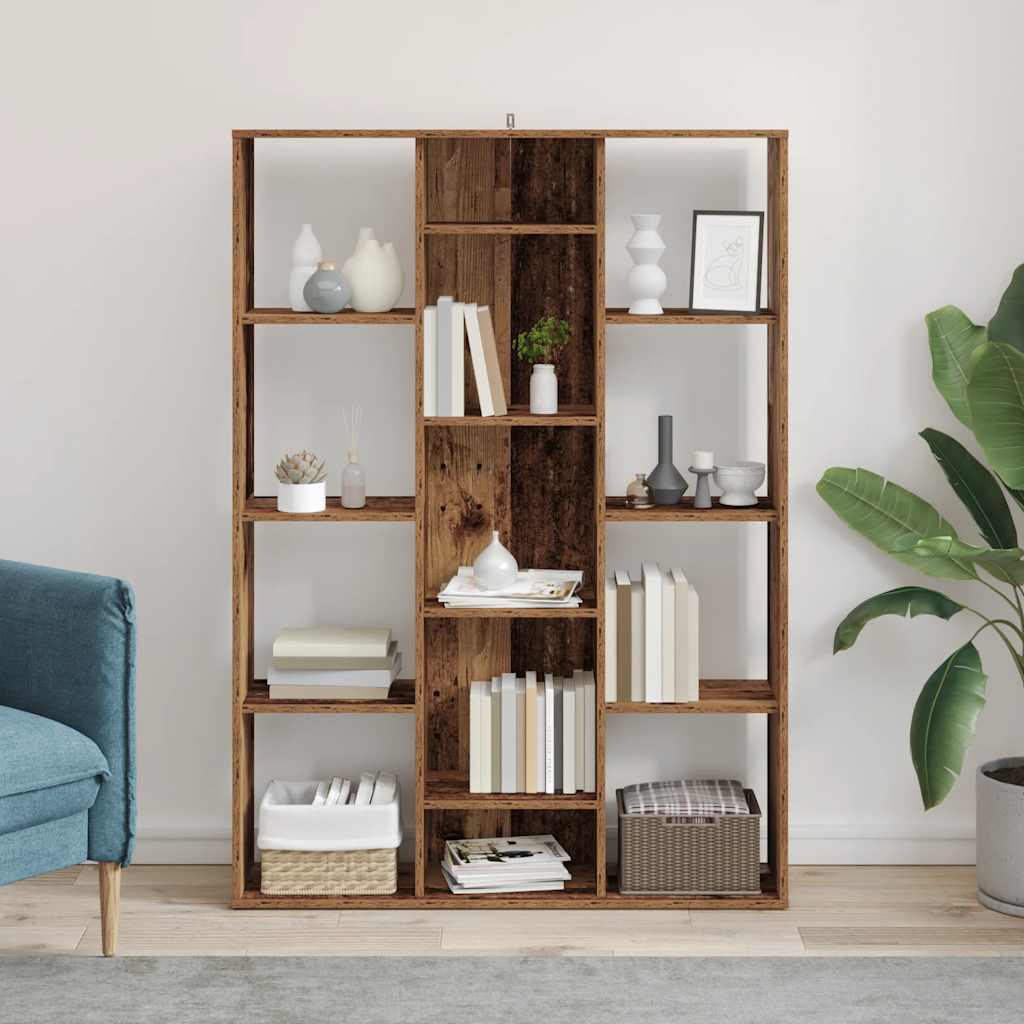 Séparateur de pièce/bibliothèque vieux bois 100x24x140 cm - 3