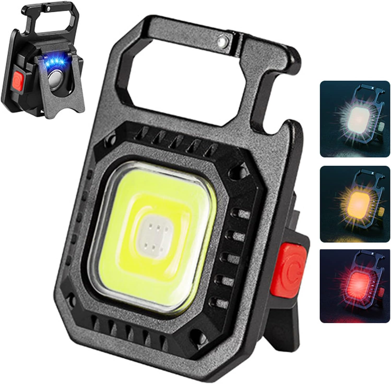 500 lumenów, brelok-latarka LED, ładowalna, wodoodporna, przenośna, podręczna latarka z wyświetlaczem baterii, otwieraczem do butelek i podstawą