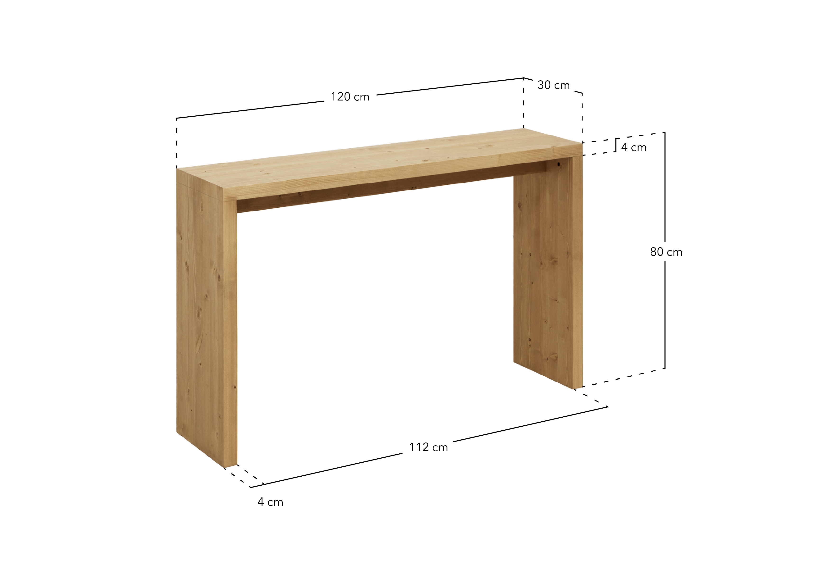 TELVA - Console en bois massif ton noyer 120x80cm - DECOWOOD - 7