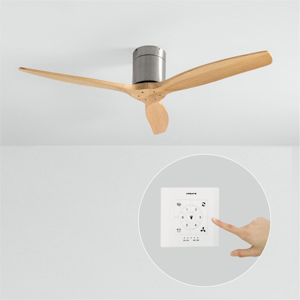 CREATE - WIND CALM M - Ventilateur de plafond silencieux 40W avec pales techniques en ABS Ø132cm sans eclaraige avec contrôleur mural - 2