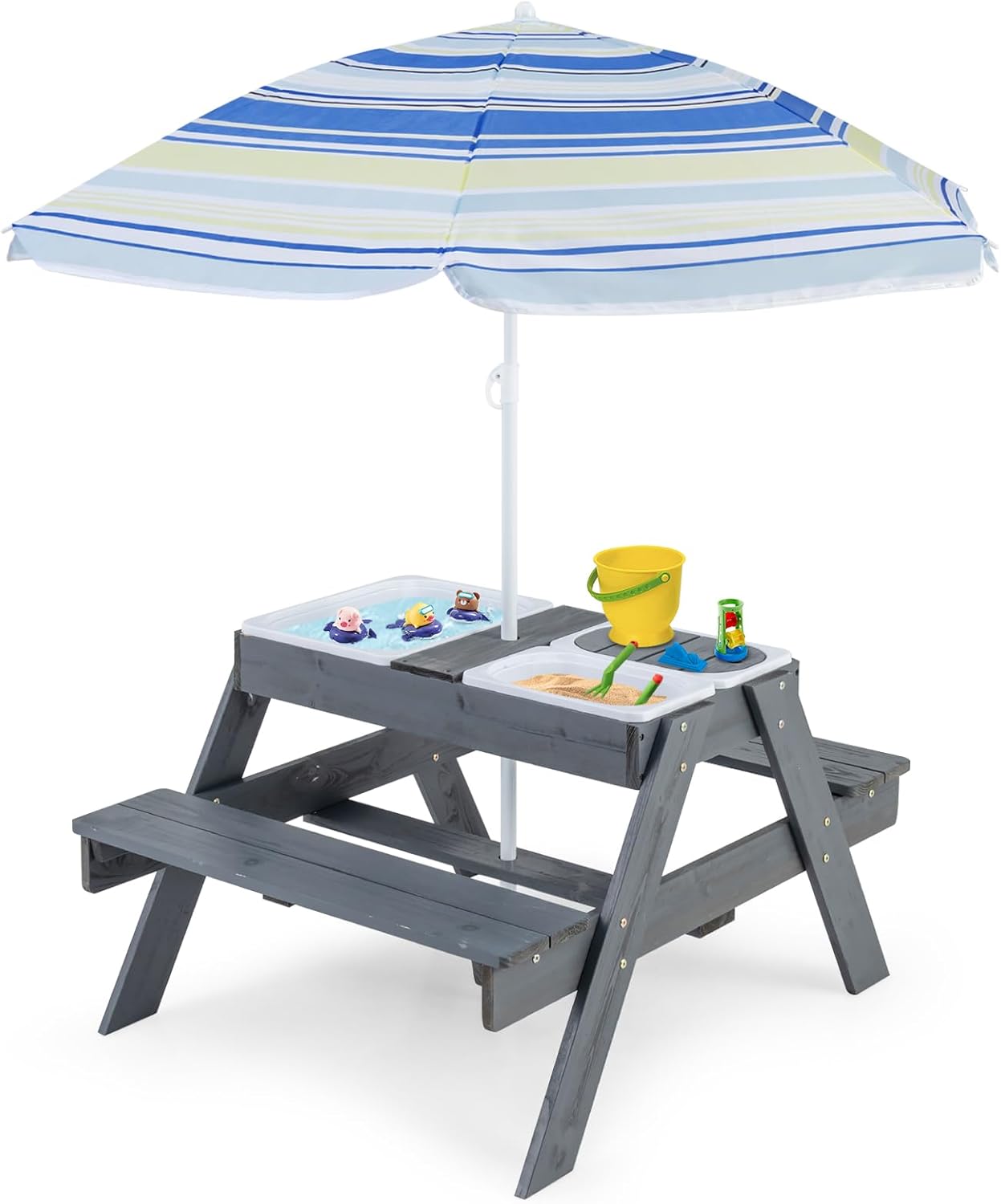 Table d'activités 4 en 1 pour enfants avec parasol - Ciel & terre Commerce