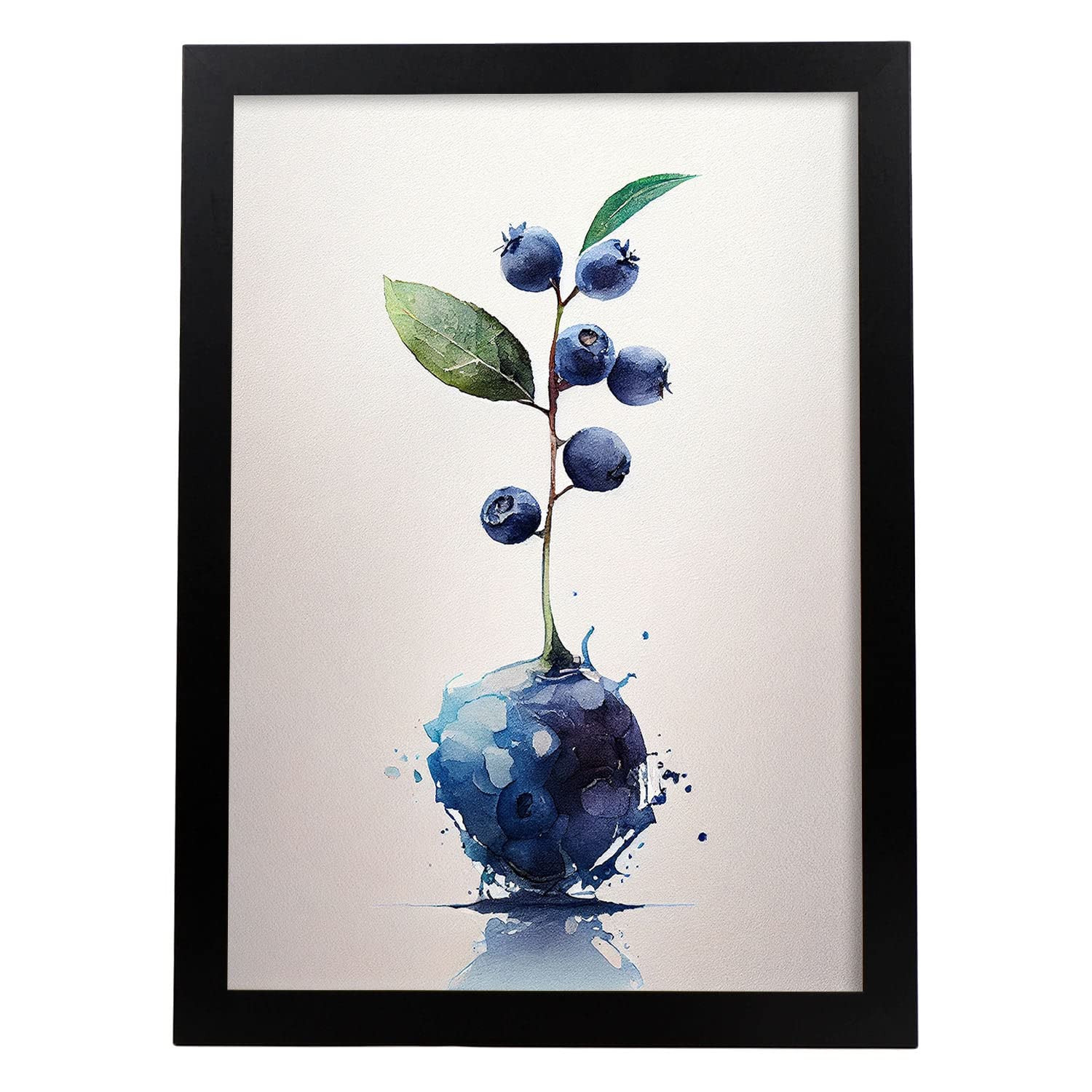 Nacnic poster de arándano a todo color ilustraciones de frutas verduras y comida sana en estilo acuarela diseño moderno y modelo 2 a3 con marco negro