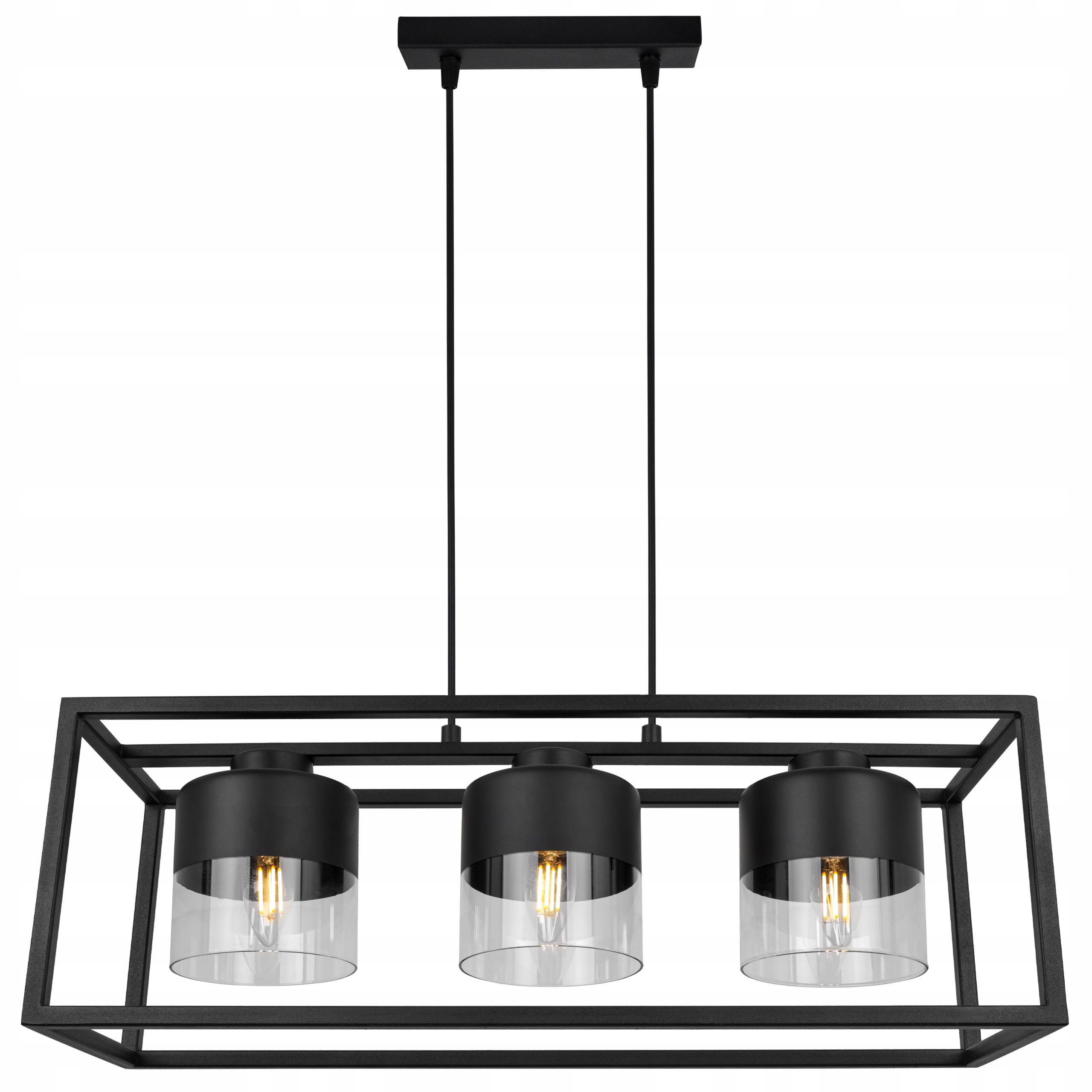 Lampa sufitowa wisząca Roma Cage modern 3xE27 abażur walec czarny/transparentny Light Home LH