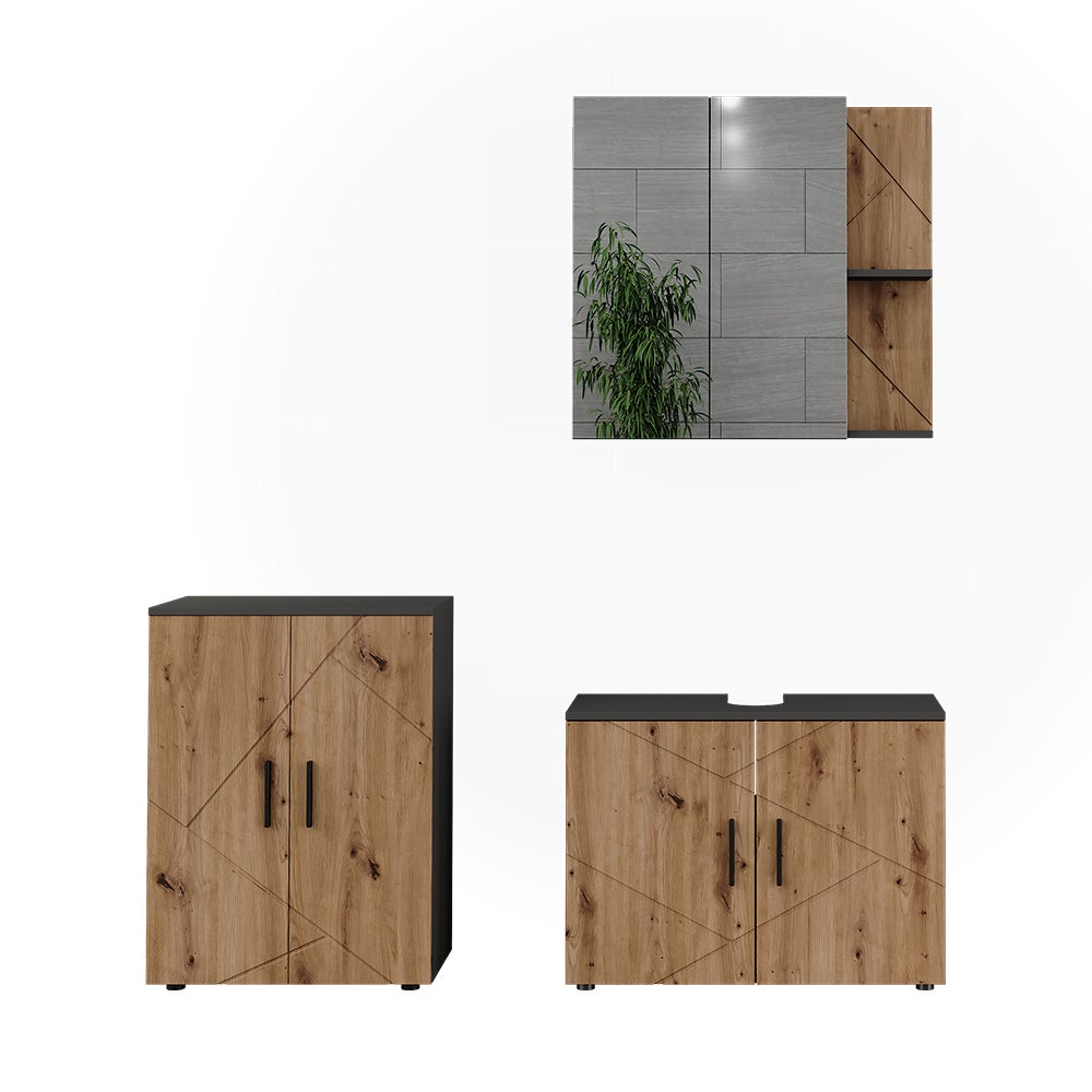 Vicco Zestaw mebli łazienkowych Irma, Antracyt/Artisan, 3 Teile
