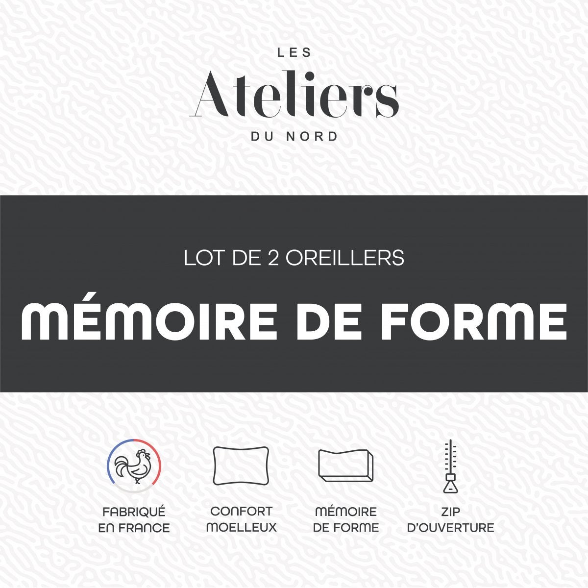 Lot de 2 oreillers mémoire de forme 60x60cm - 4