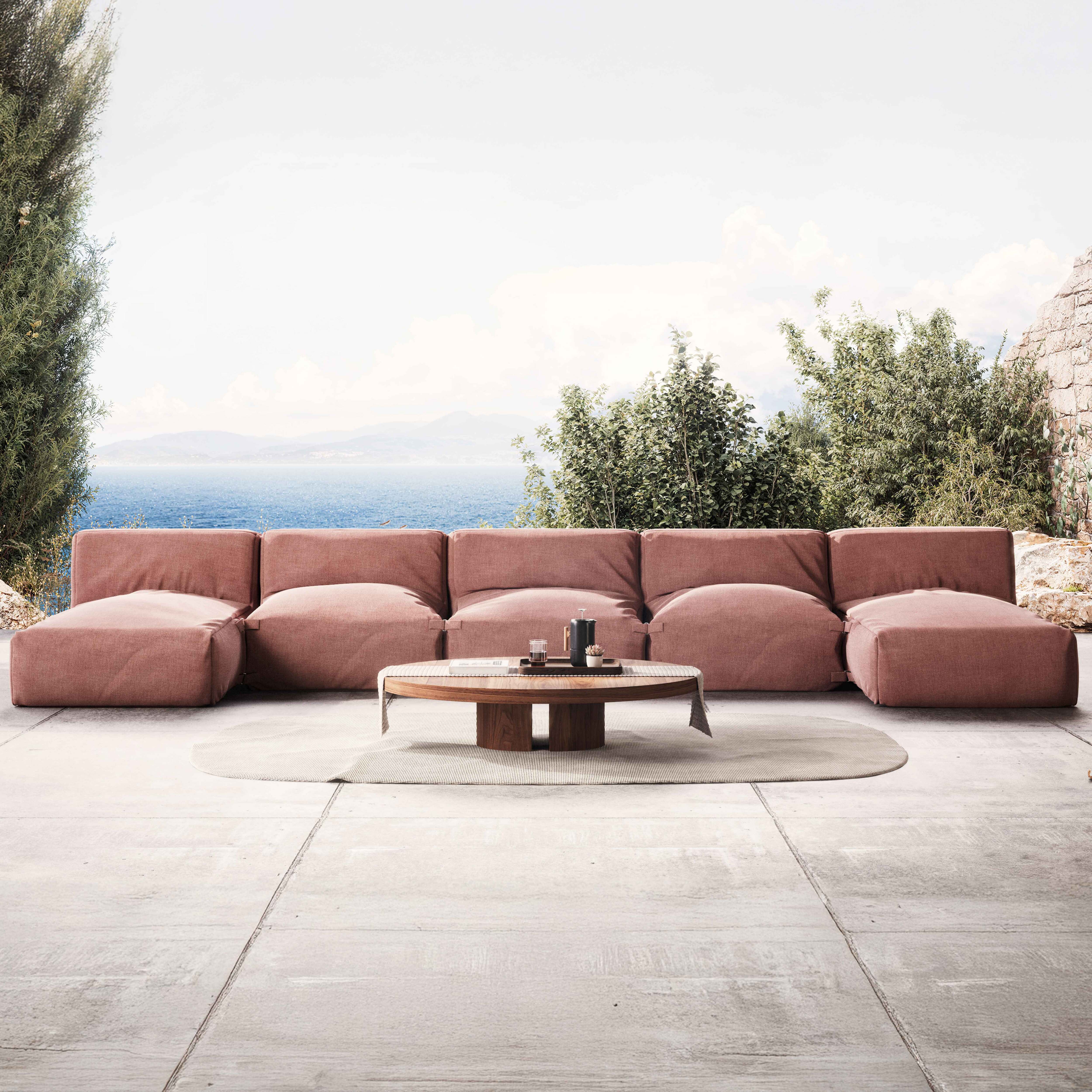 Oviala  Mueble De Jardín Modular De 5 Plazas Con Diván De Terracota, Mixi , Leroy Merlin