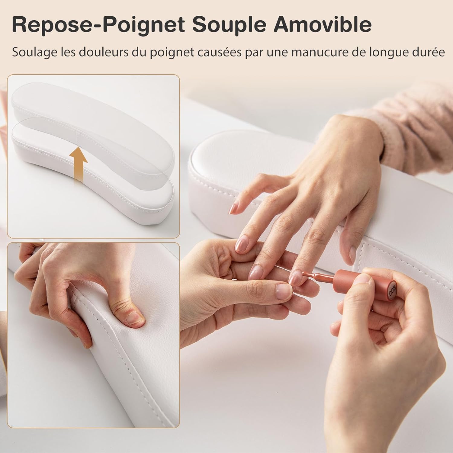 Tavolo da manicure professionale, scrivania e tavolo per unghie 2 in 1, con poggiapolsi, postazione di lavoro in legno, per centro estetico (Bianco) - 5