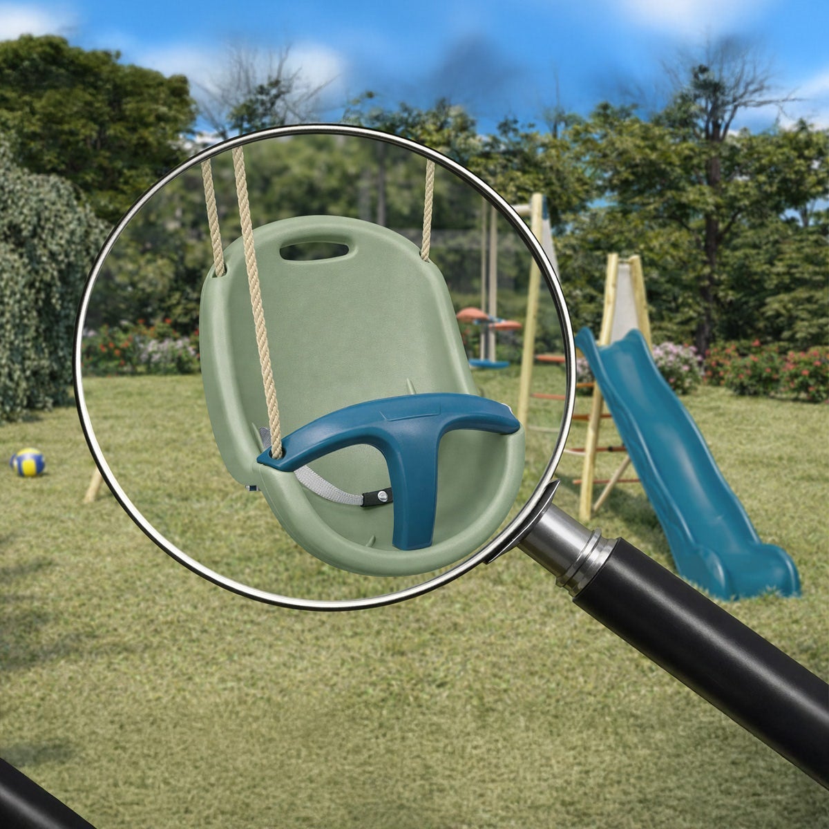 Siège bébé pour portique 1,9 m - 2,5 m bleu/vert pâle Trigano - 4
