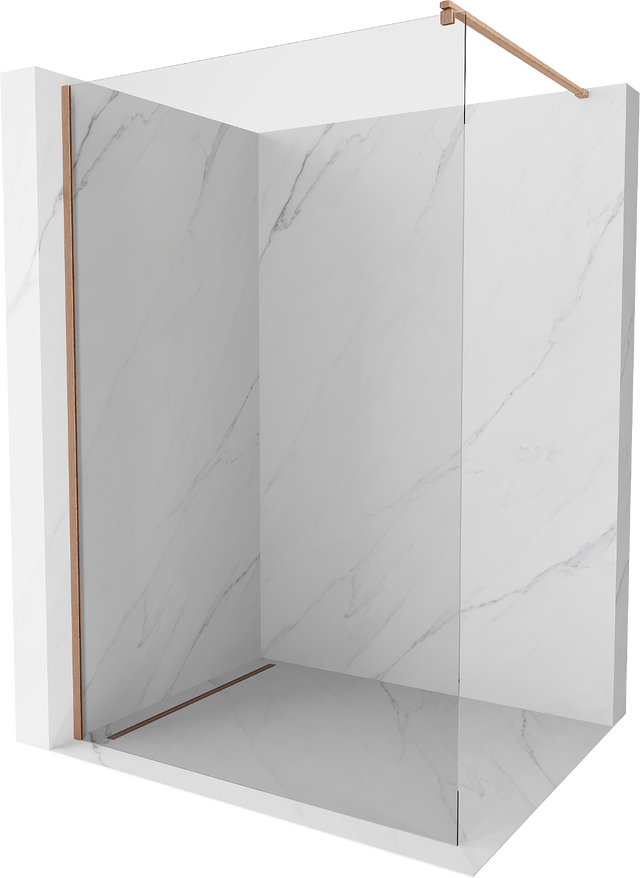 Mexen Kioto ścianka prysznicowa Walk-in 100 x 200 cm, transparent 8 mm, miedź szczotkowana - 800-100-101-65-00