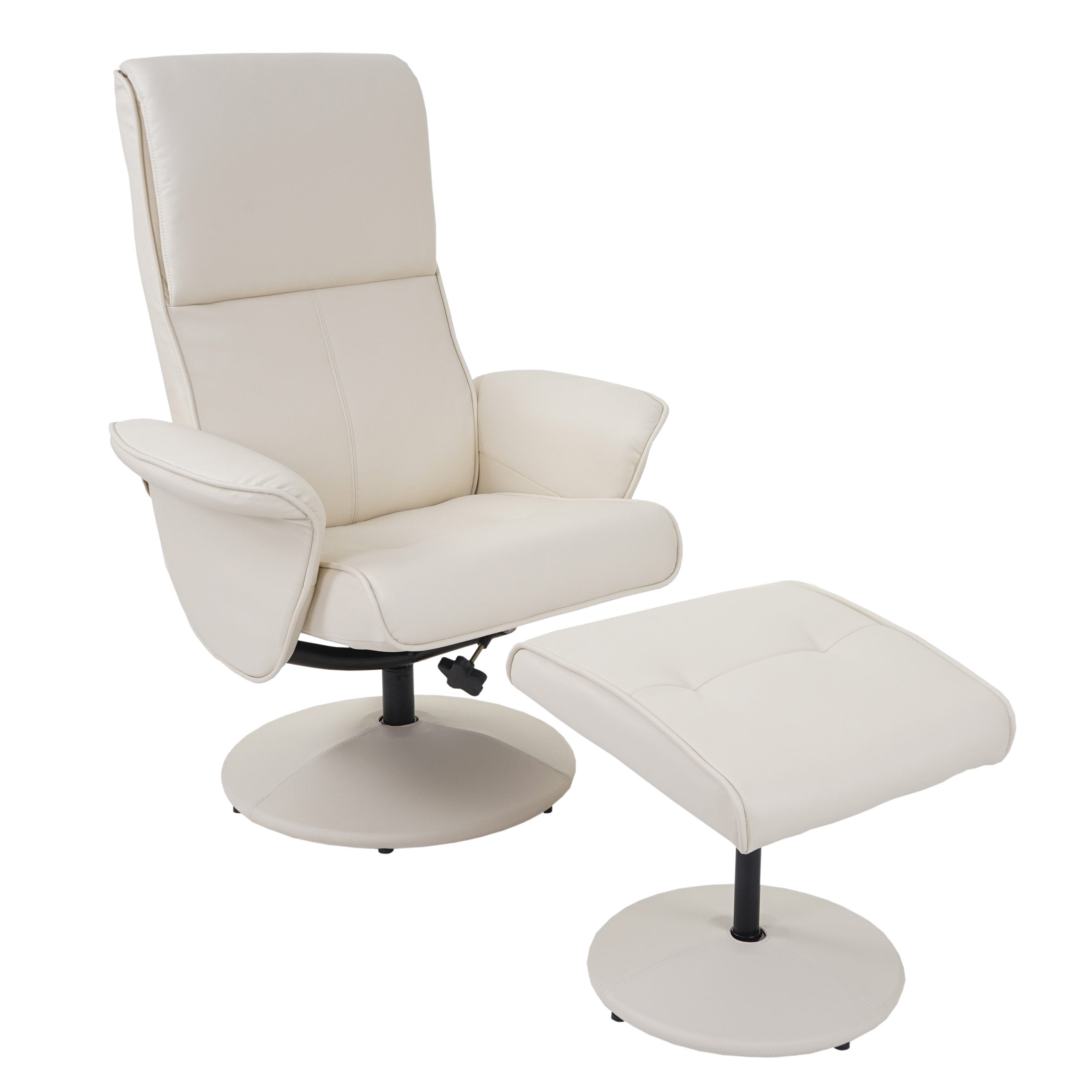Fauteuil à Oreilles avec Tabouret en Polyester, Fauteuil de télévision, Fauteuil de détente, dossier réglable sur 5 niveaux, inclinable, chaise Avec poches latérales, Design élégant - Gris