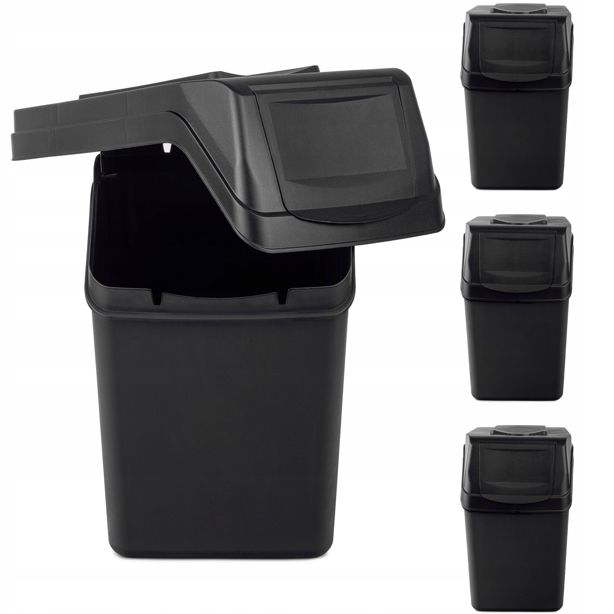 ZESTAW KOSZY NA ŚMIECI 25L SEGREGACJI ODPADÓW Z NAKLEJKAMI KUBŁY 4 szt