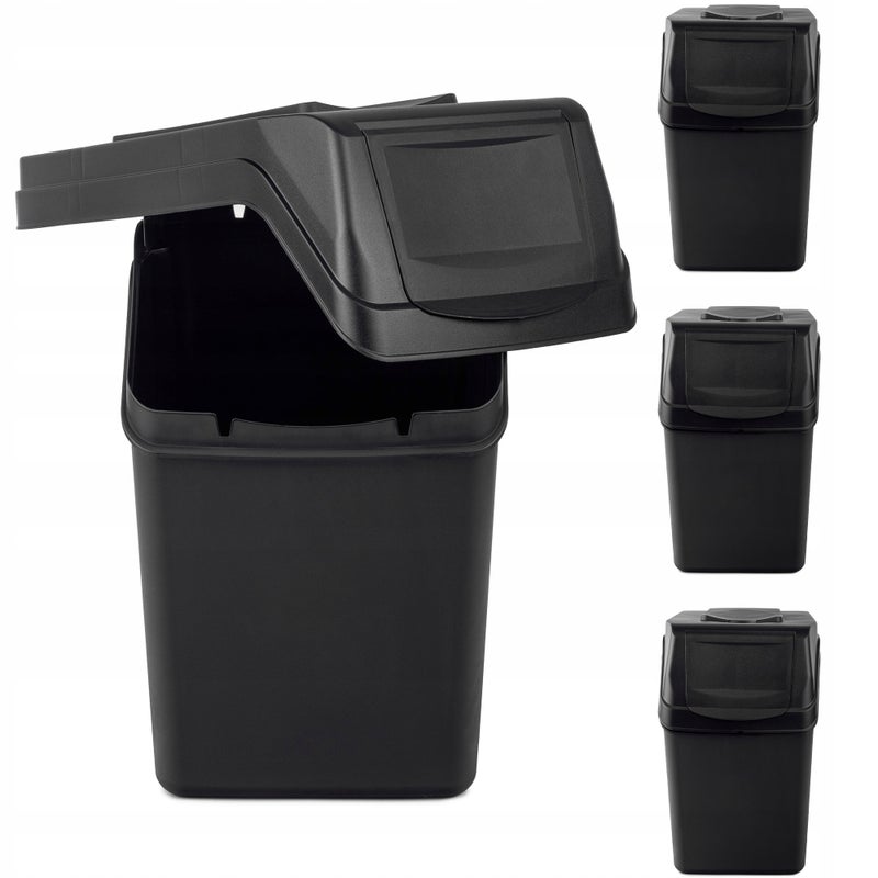 ZESTAW KOSZY NA ŚMIECI 25L SEGREGACJI ODPADÓW Z NAKLEJKAMI KUBŁY 4 szt