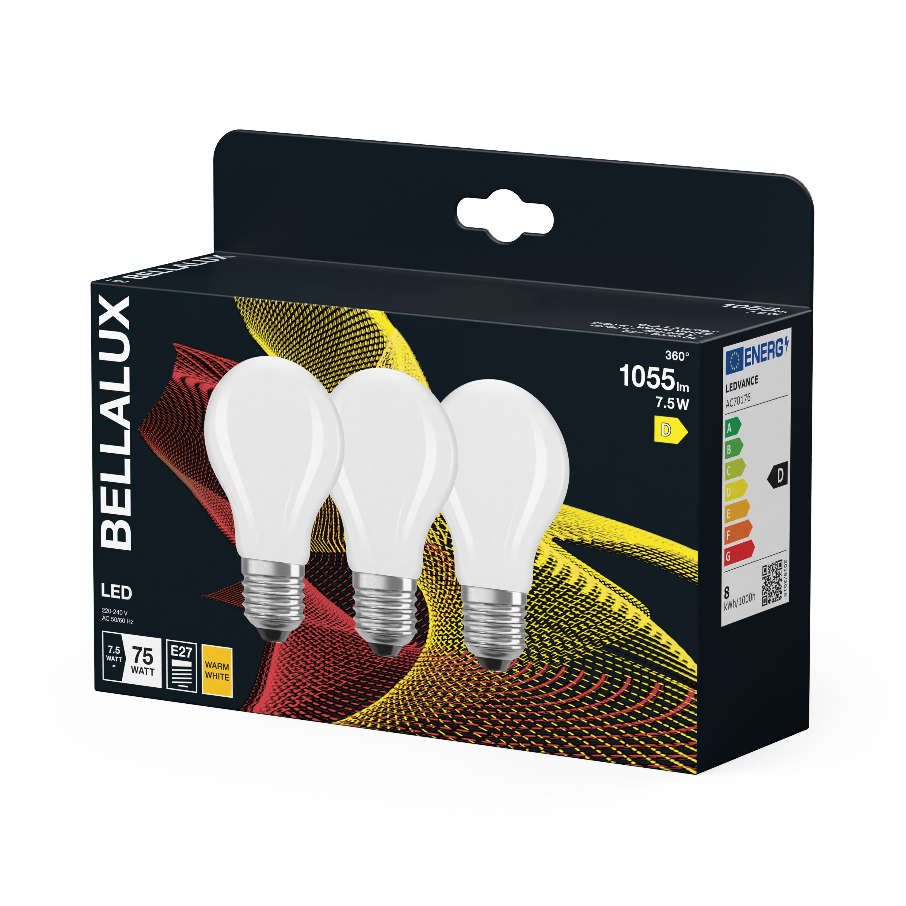 BELLALUX Lampe à LED, E27-base, verre dépoli ,Blanc chaud (2700K), 1055 Lumen, Remplacement de la traditionnelle 75W-Ampoules 3-Pack - 2
