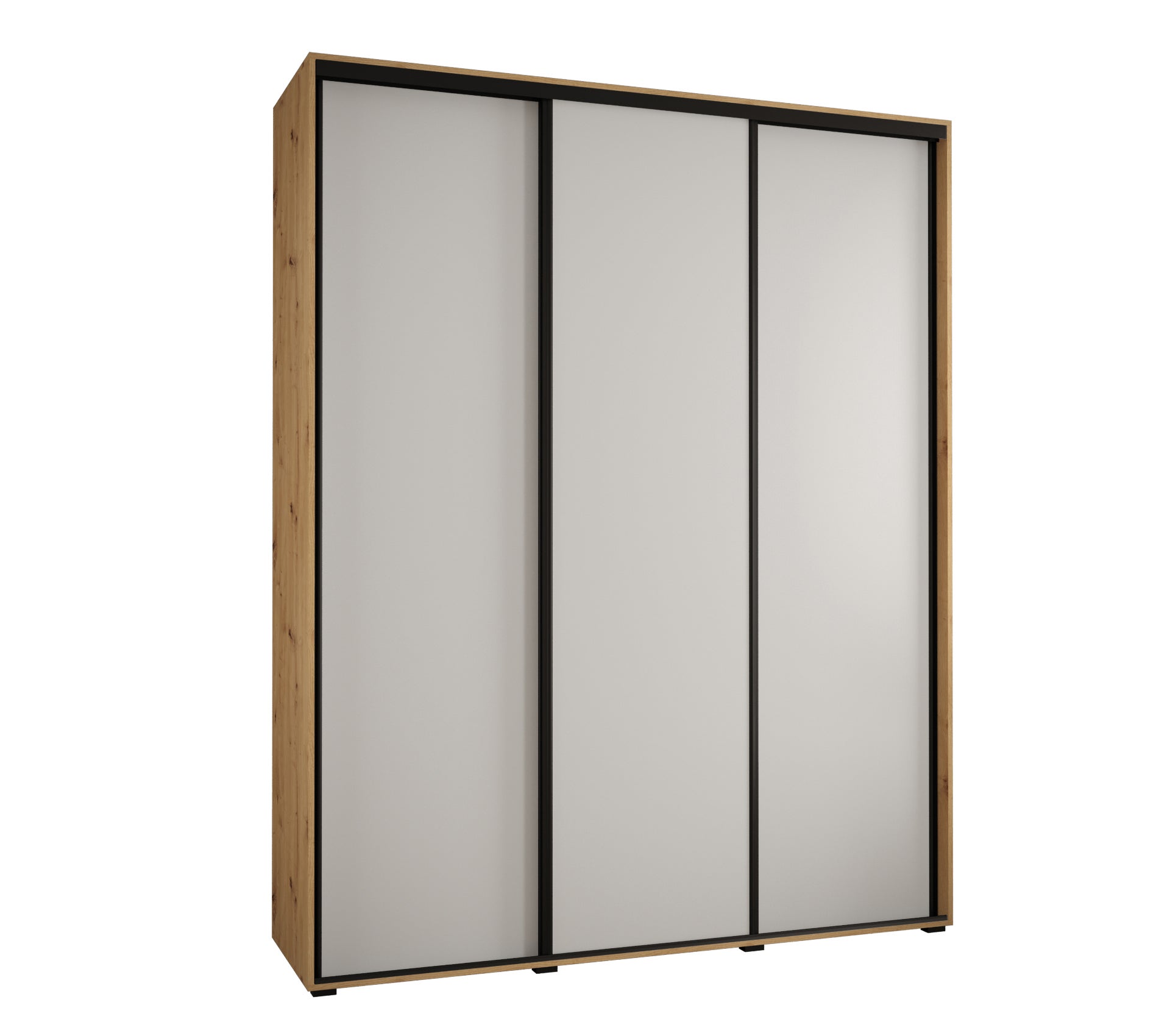 Szafa przesuwna wysoka Davos 1 200 x 60 x 235,2 cm artisan + biały + u. czarny - Abiks Meble