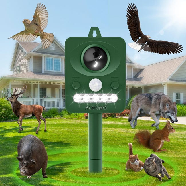 Repellente per gatti a ultrasuoni con sensore di movimento, solare, repellente per esterni per gatti, cani, volpi e uccelli | Leroy Merlin