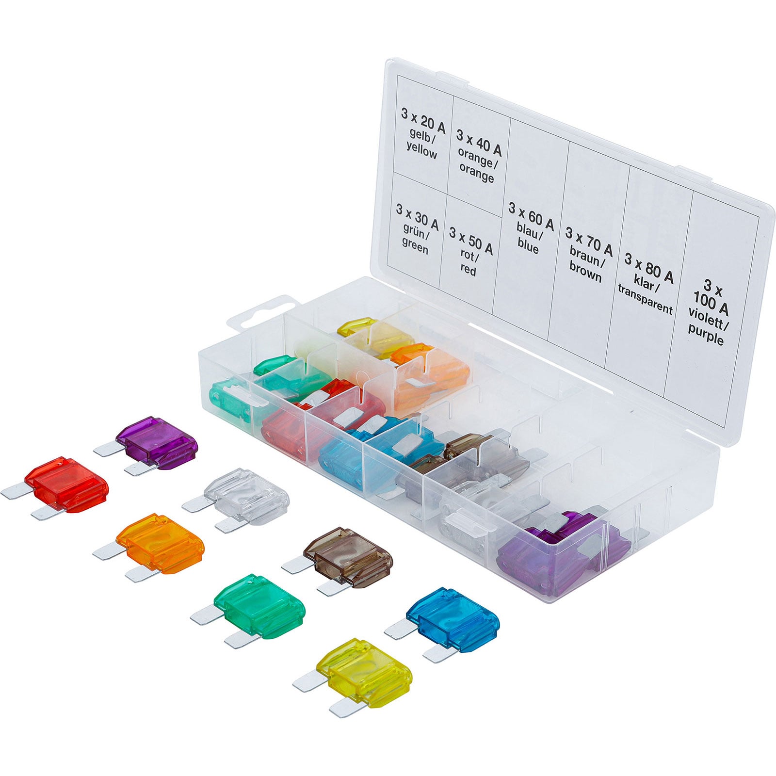 Lot De 24 Fusibles Maxi Auto - De 20A à 100A - Assortiment Complet
