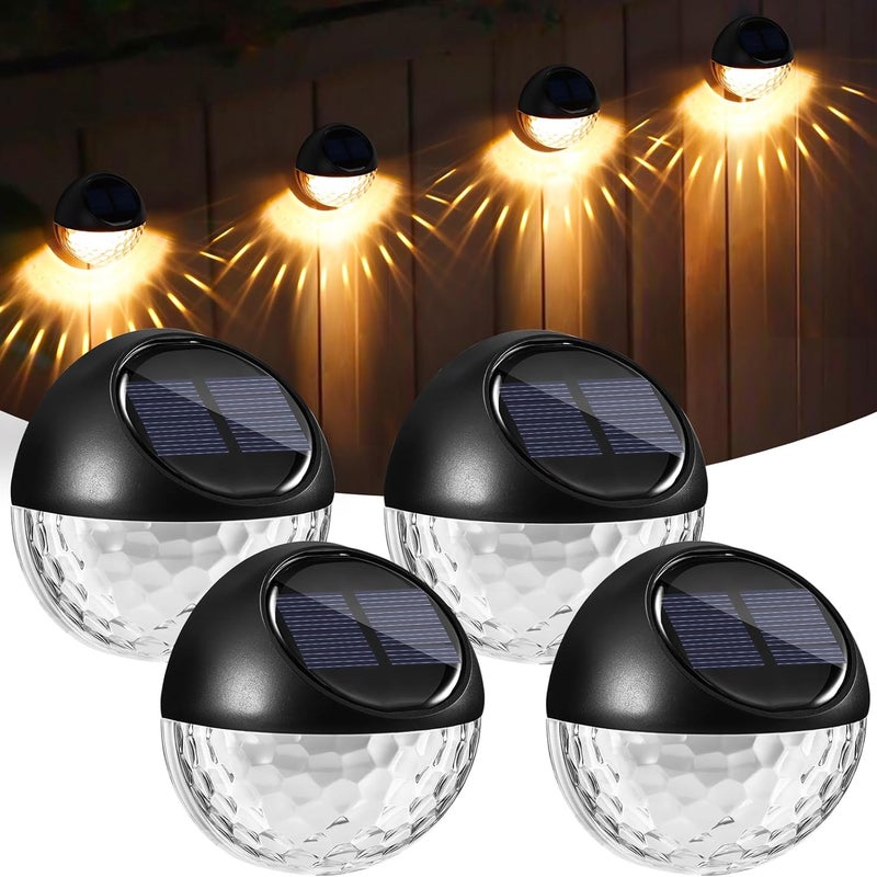 Zestaw 4 zewnętrznych lamp solarnych do ogrodu, ciepłe białe lampy ścienne LED, wodoodporność IP65, odpowiednie do ogrodzonych tarasów i balkonów.